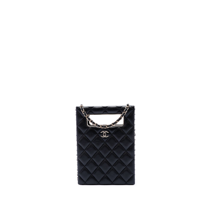 Chanel Matelassé Caviar Sac rond à chaîne Cut Out Evening Boîte Sac