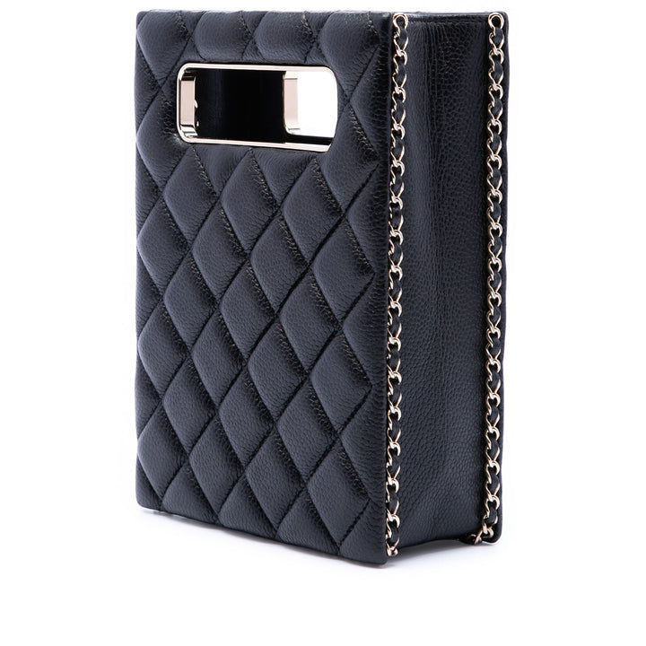 Chanel Matelassé Caviar Sac rond à chaîne Cut Out Evening Boîte Sac