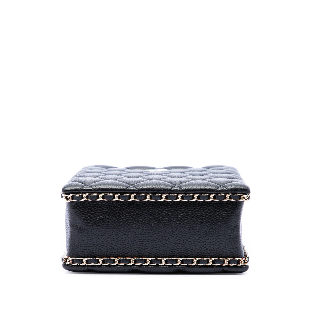 Chanel Matelassé Caviar Sac rond à chaîne Cut Out Evening Boîte Sac