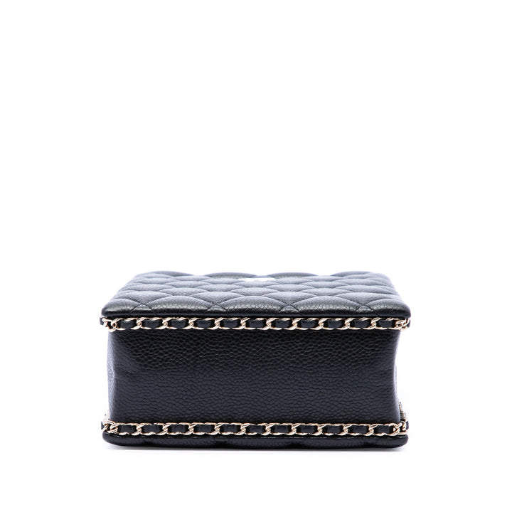 Chanel Matelassé Caviar Sac rond à chaîne Cut Out Evening Boîte Sac