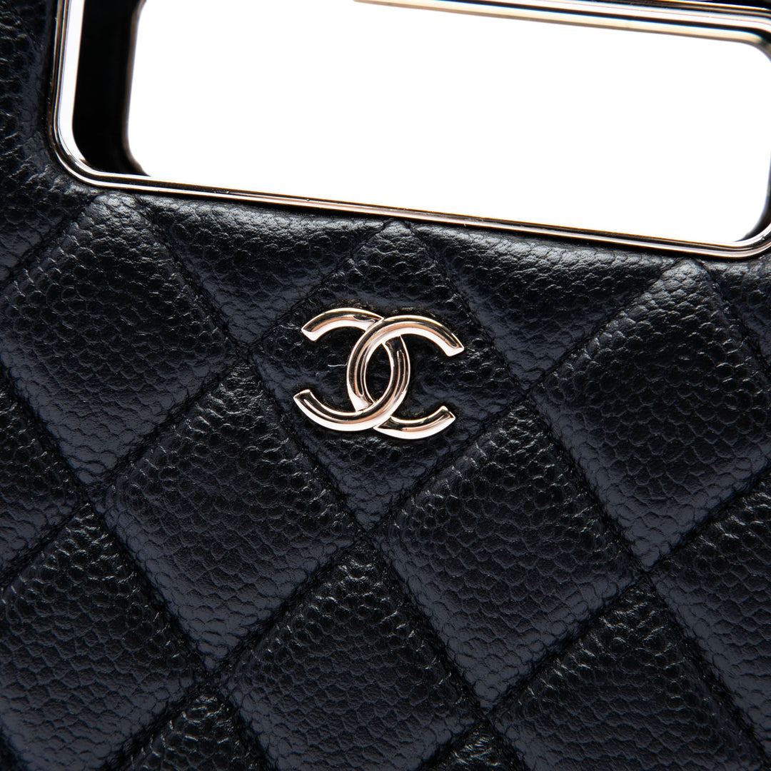 Chanel Matelassé Caviar Sac rond à chaîne Cut Out Evening Boîte Sac