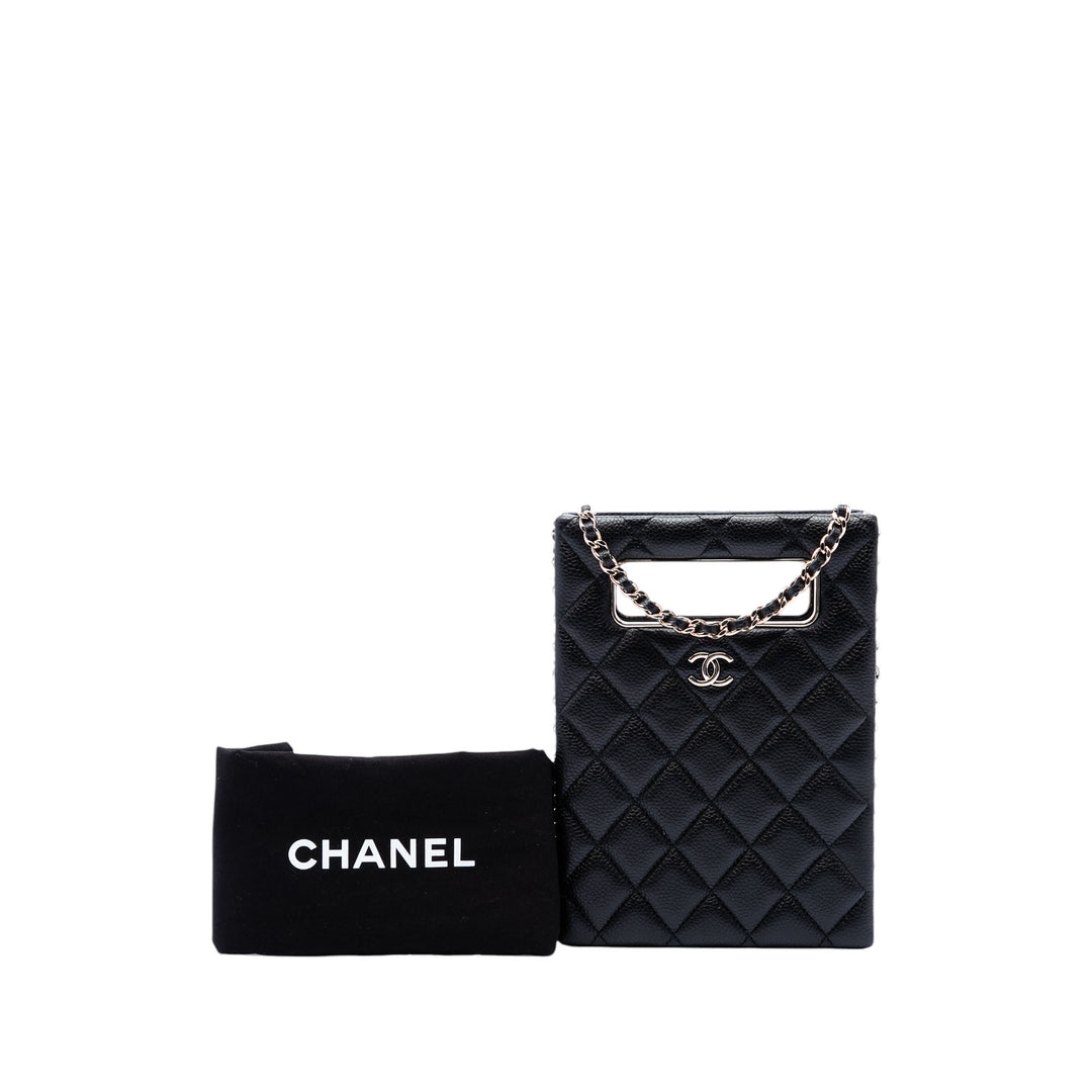 Chanel Matelassé Caviar Sac rond à chaîne Cut Out Evening Boîte Sac