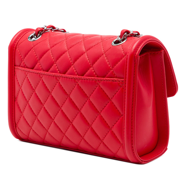 Chanel Matelassé Geometric à rabat Grand Cuir d'agneau Rouge – vue 2 – GABY PARIS