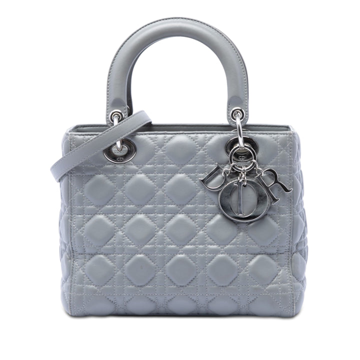 Dior Medium Metallic Cuir d’agneau Cannage Lady Dior