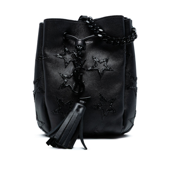 Saint Laurent Mini Cuir Embroidered Star Tassel Bucket Bag Noir – GABY PARIS Authentique