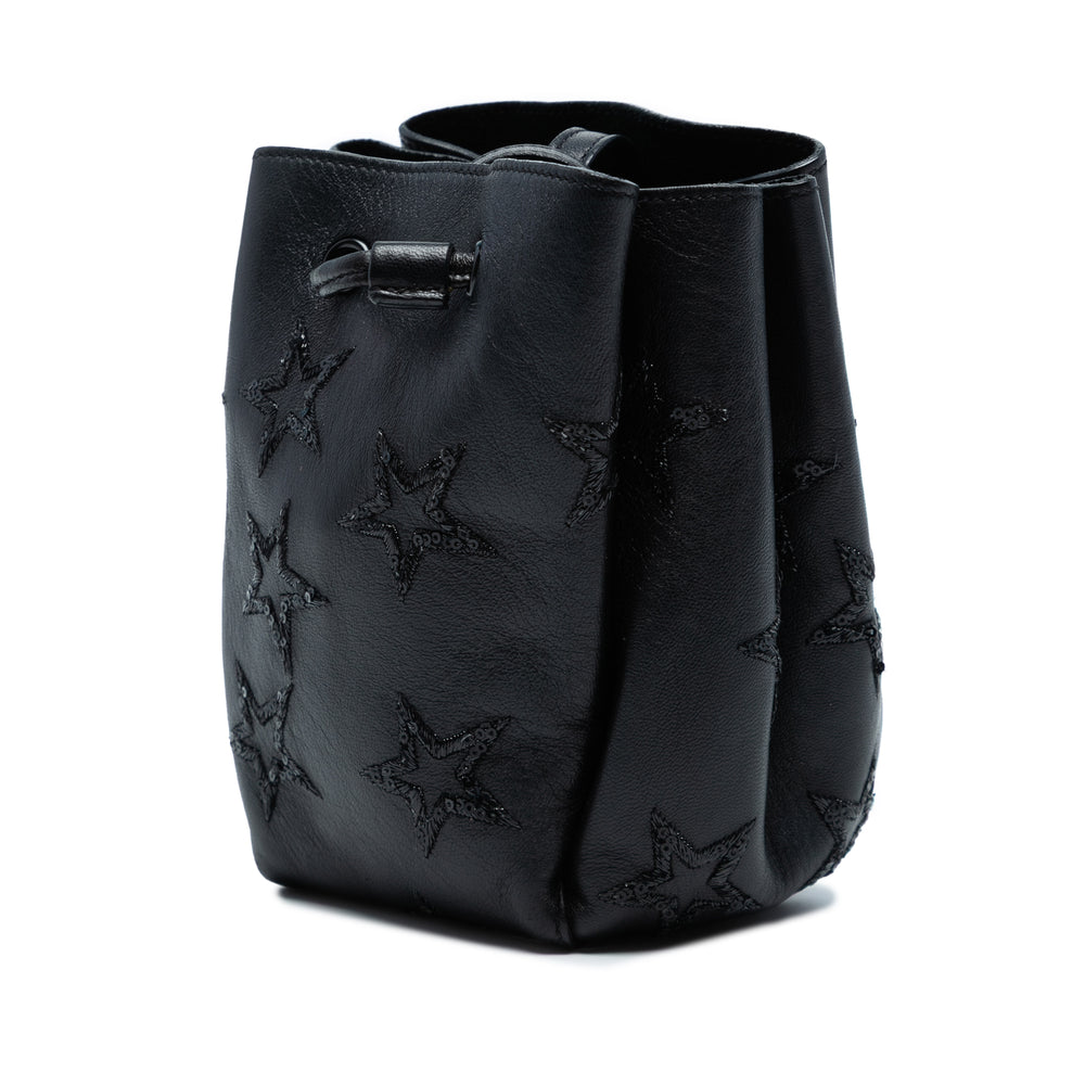 Saint Laurent Mini Cuir Embroidered Star Tassel Bucket Bag Noir – GABY PARIS Authentique