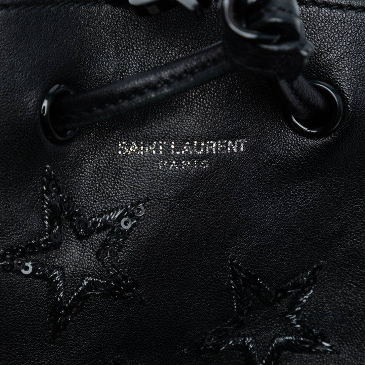 Saint Laurent Mini Cuir Embroidered Star Tassel Bucket Bag Noir – GABY PARIS Authentique