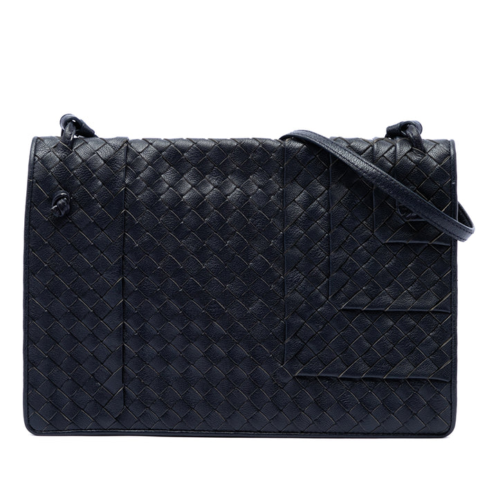 Intrecciato à rabat Sac nappa Bleu