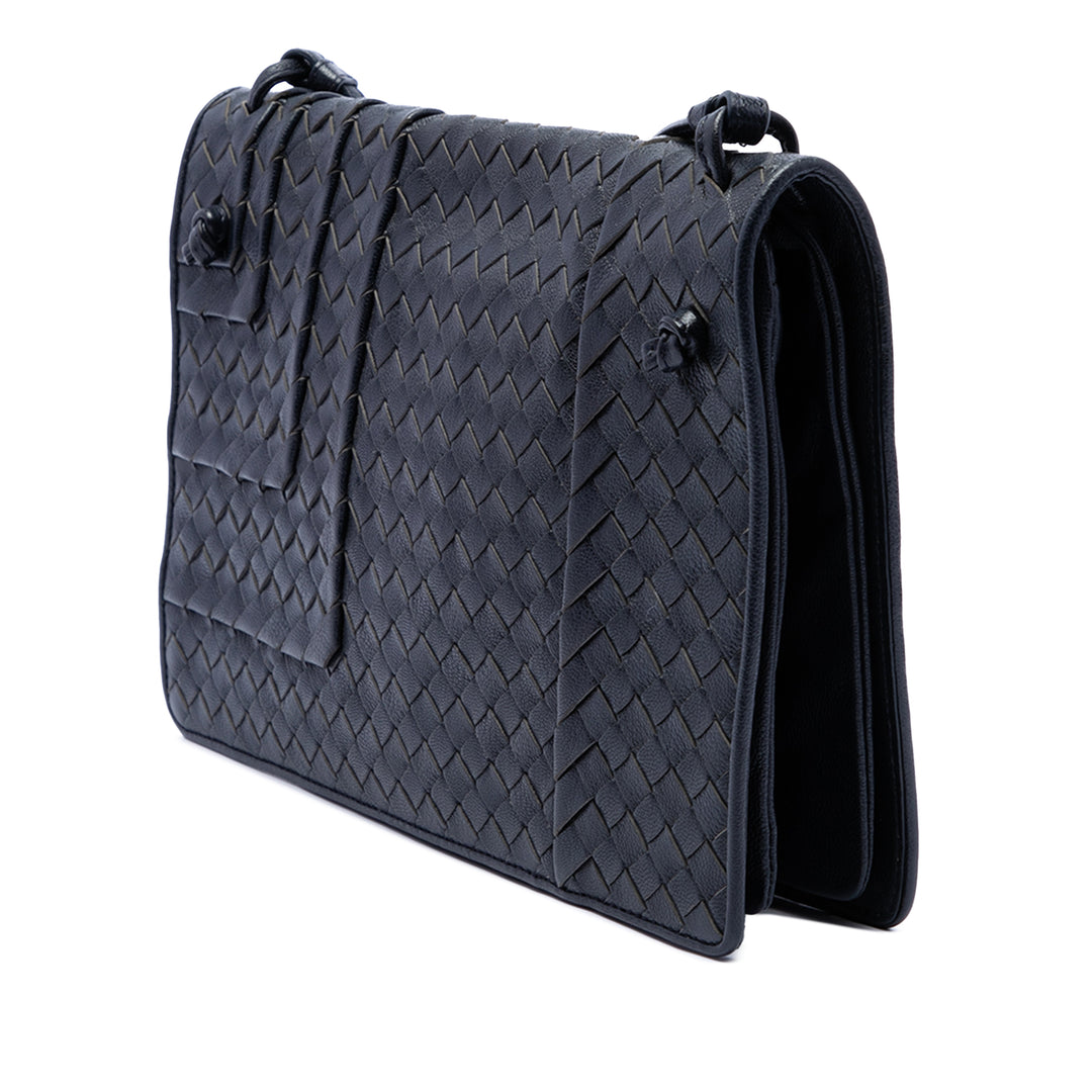 Intrecciato à rabat Sac nappa Bleu