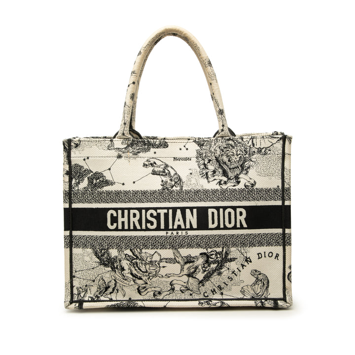 Dior Book Tote brodé Zodiac De Jouy Moyen Blanc – vue principale – GABY PARIS