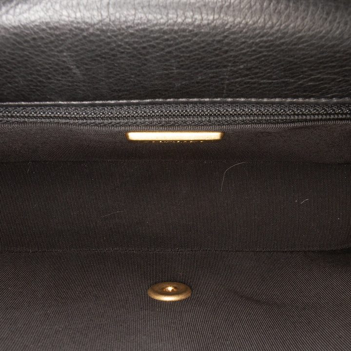 Calfskin Chevron Rock The Corner Flap Black - Gaby Paris