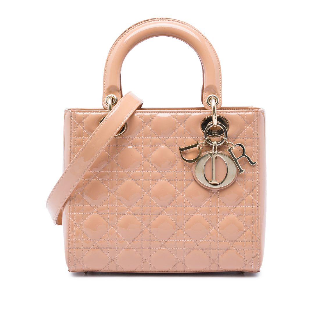 Dior Medium Cuir verni Cannage Lady Dior