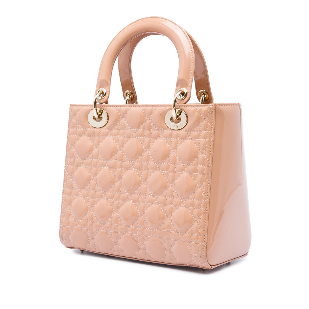Dior Medium Cuir verni Cannage Lady Dior