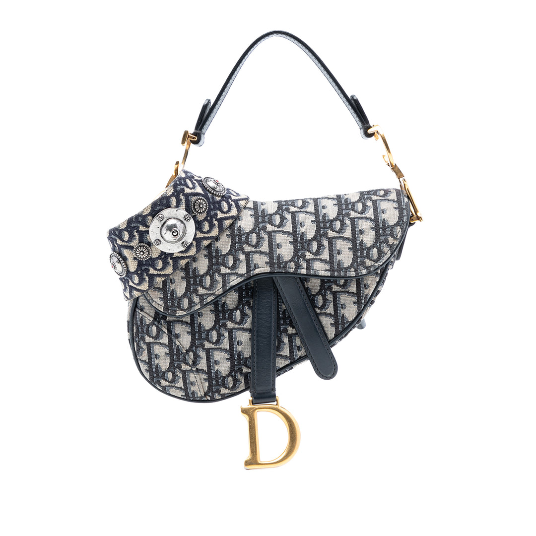 Dior Micro Oblique Toile Saddle Sac
