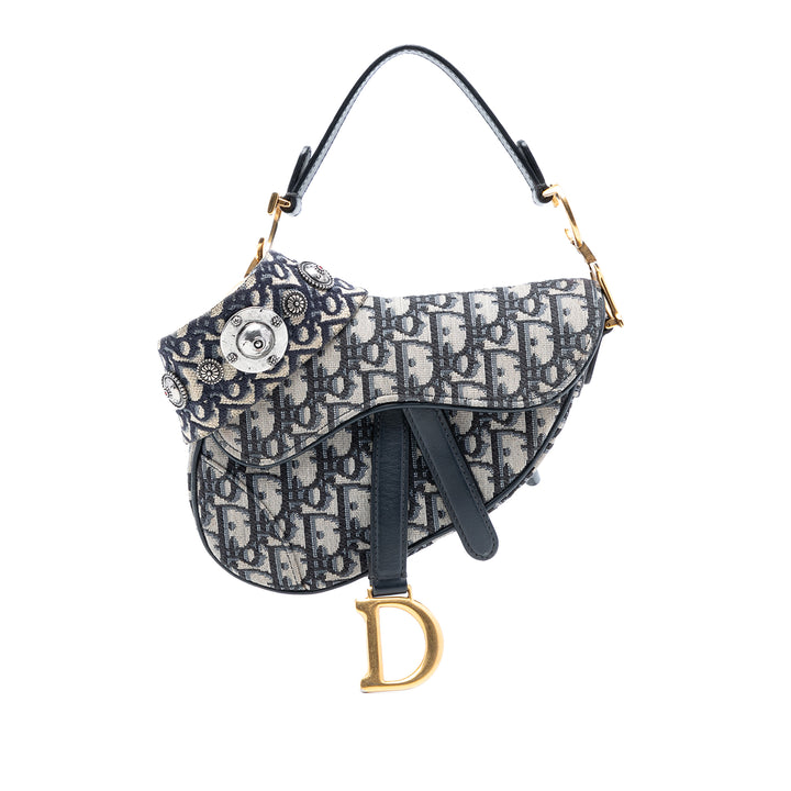 Dior Micro Oblique Toile Saddle Sac