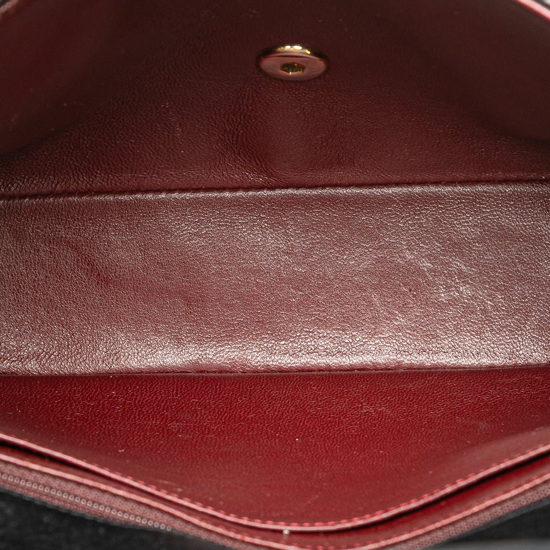 Chanel Quilted Cuir d’agneau Half Moon Simple rabat Noir
