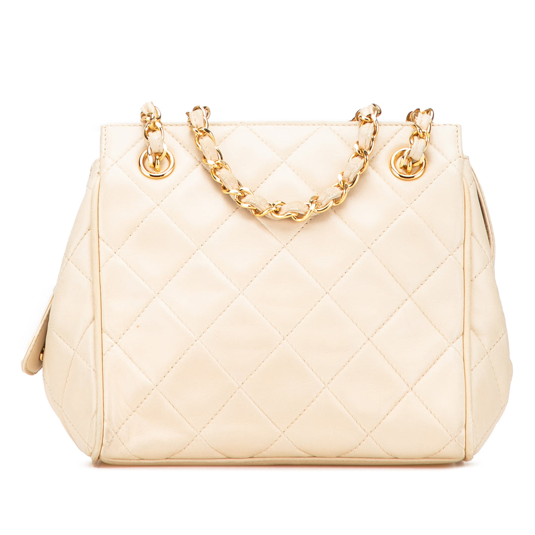 Quilted Lambskin Chain Shoulder Bag Brown - Gaby Paris