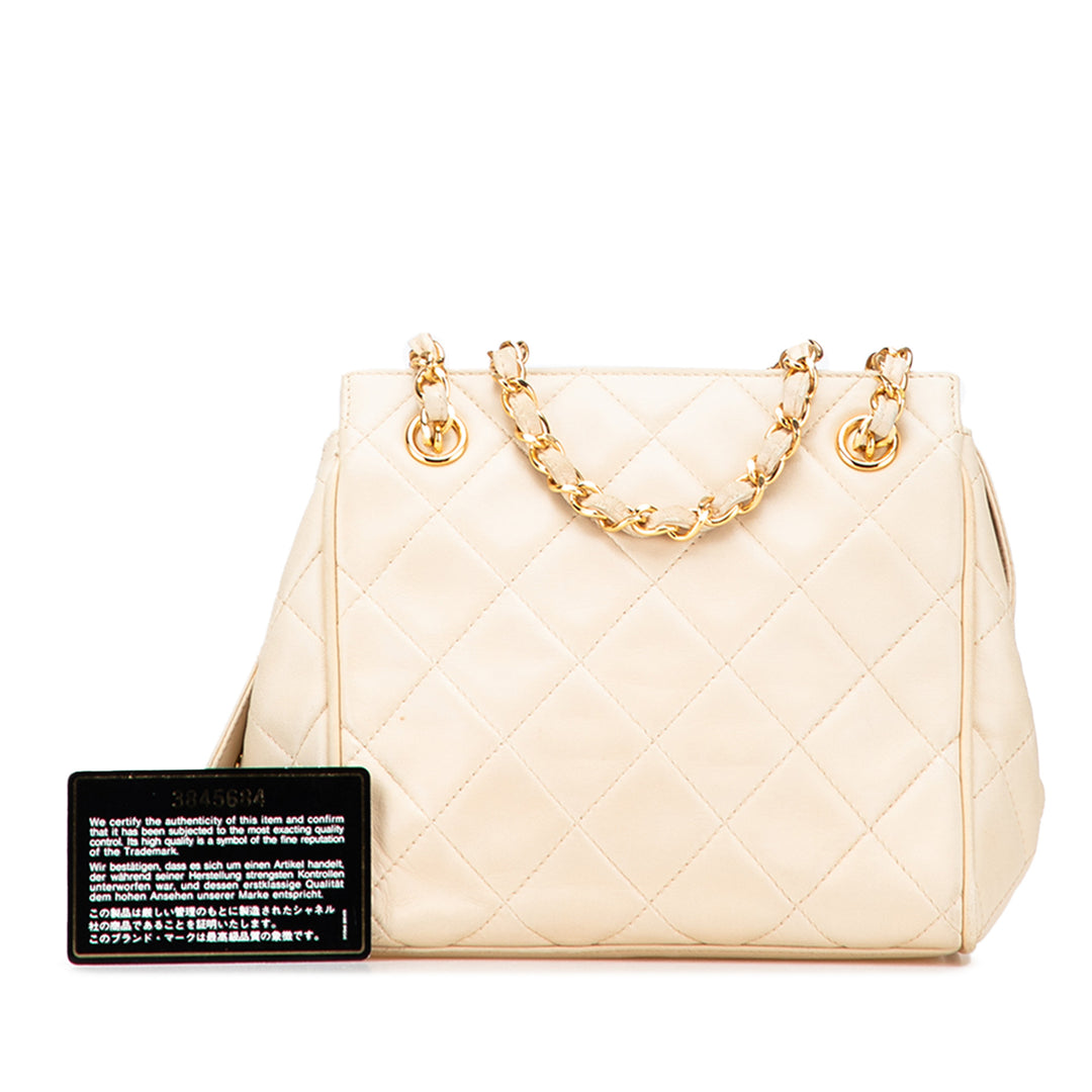 Quilted Lambskin Chain Shoulder Bag Brown - Gaby Paris