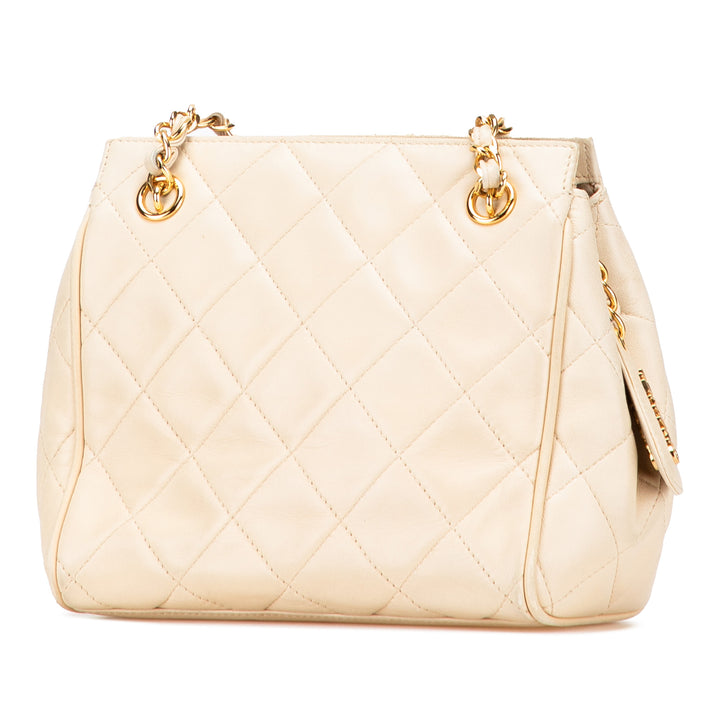 Quilted Lambskin Chain Shoulder Bag Brown - Gaby Paris