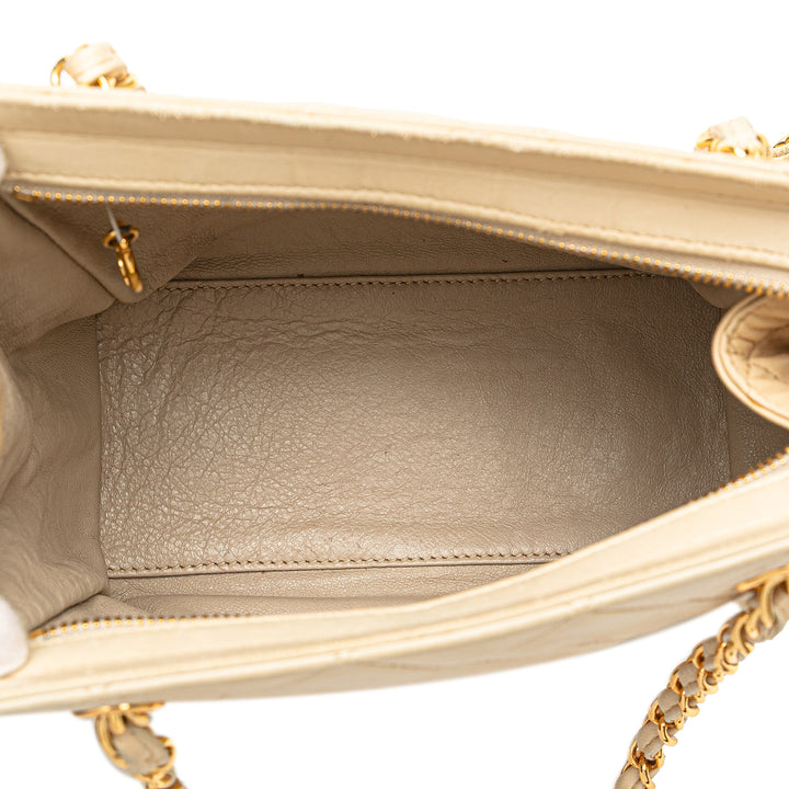 Quilted Lambskin Chain Shoulder Bag Brown - Gaby Paris