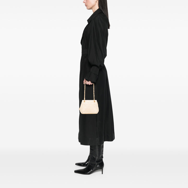Quilted Lambskin Chain Shoulder Bag Brown - Gaby Paris