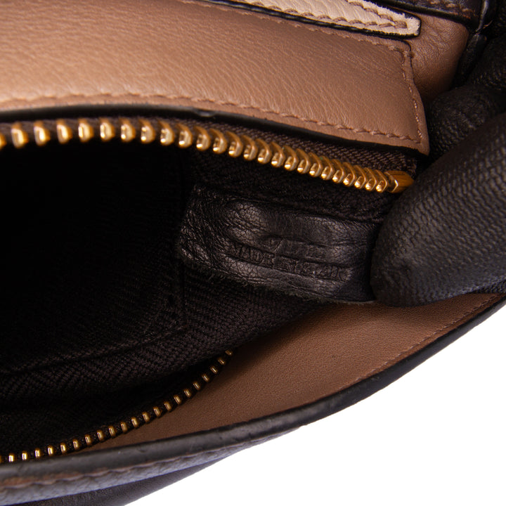 Small Tricolor Calfskin Puzzle Satchel Gray - Gaby Paris