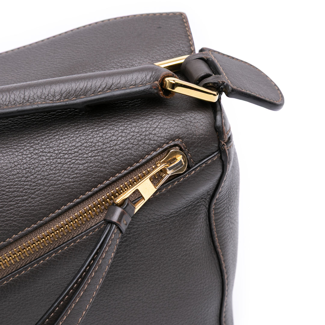 Small Tricolor Calfskin Puzzle Satchel Gray - Gaby Paris
