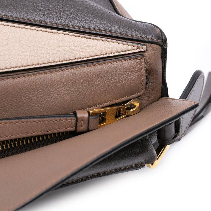 Small Tricolor Calfskin Puzzle Satchel Gray - Gaby Paris