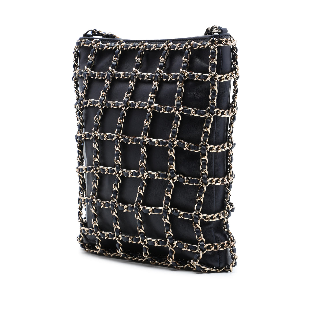 Chaîne Sac structuré Cuir d'agneau Noir