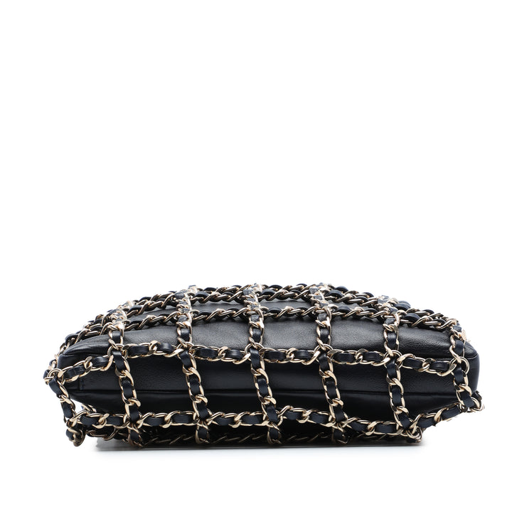 Chaîne Sac structuré Cuir d'agneau Noir
