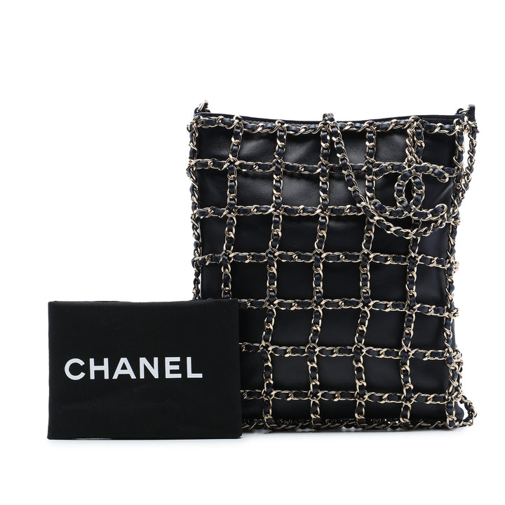 Chaîne Sac structuré Cuir d'agneau Noir