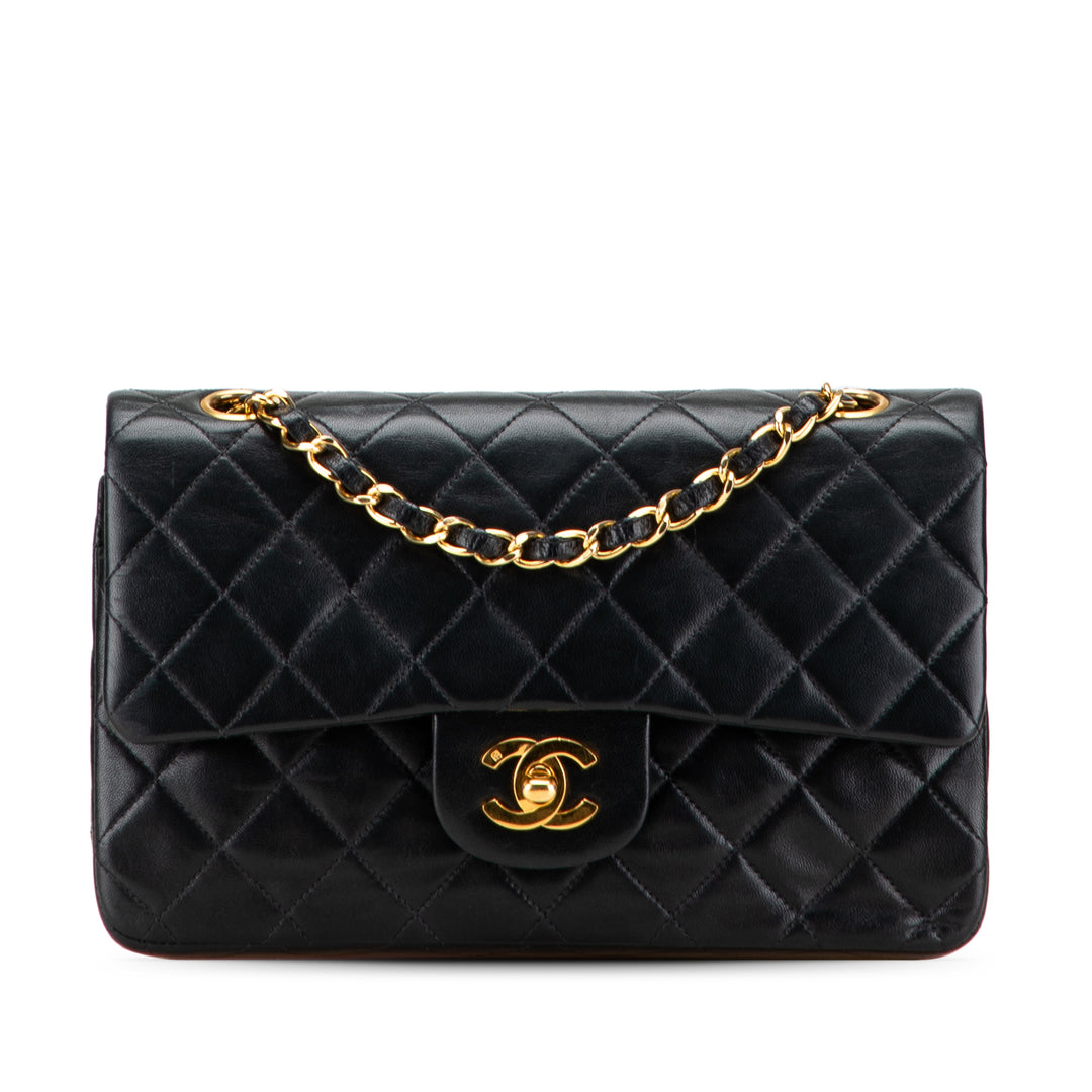 Small Classic Lambskin Double Flap Black - Gaby Paris
