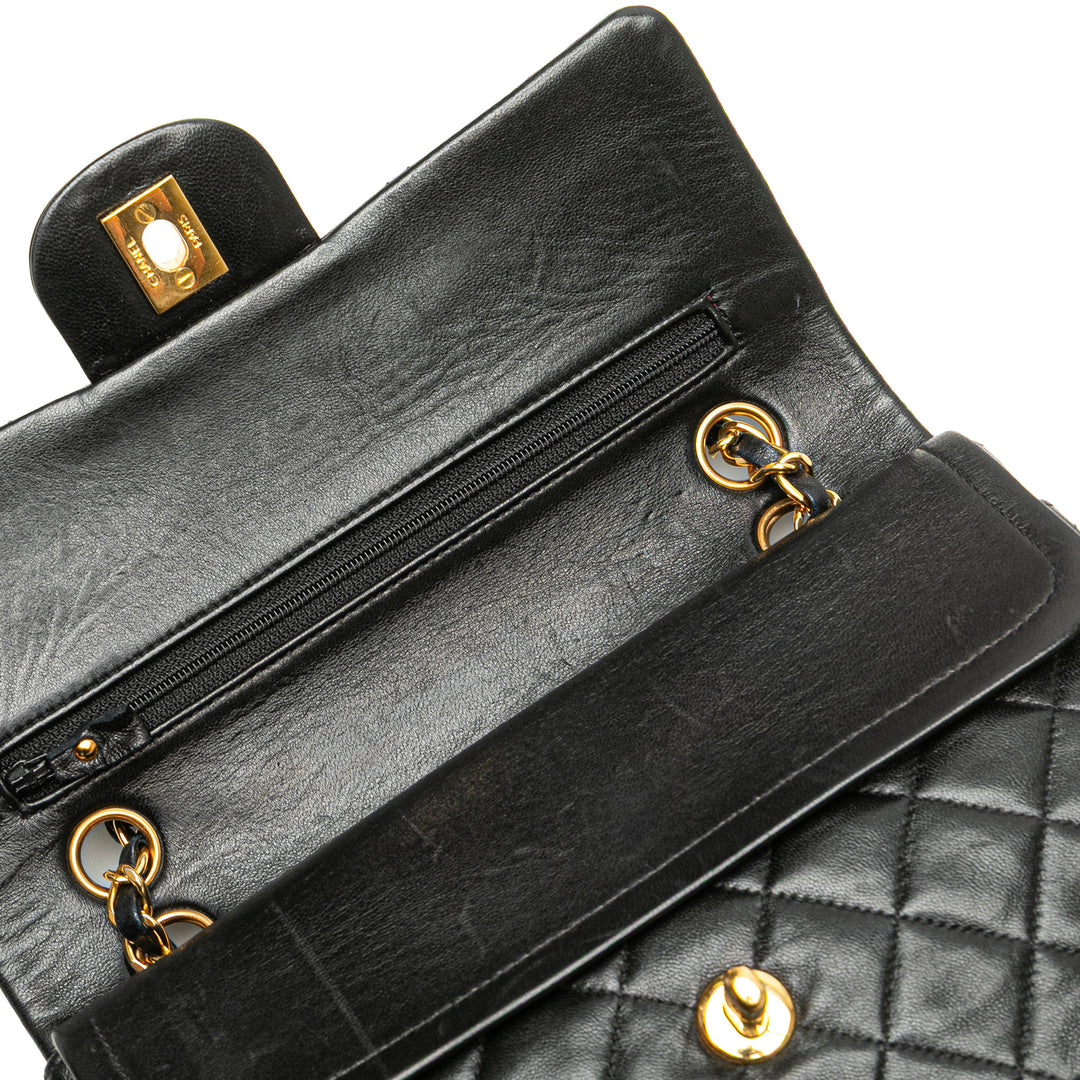 Small Classic Lambskin Double Flap Black - Gaby Paris