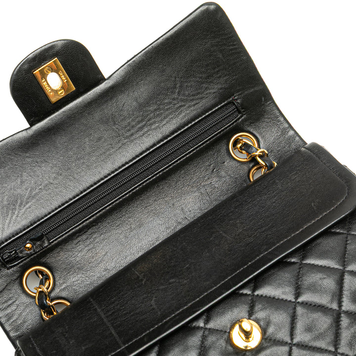 Small Classic Lambskin Double Flap Black - Gaby Paris