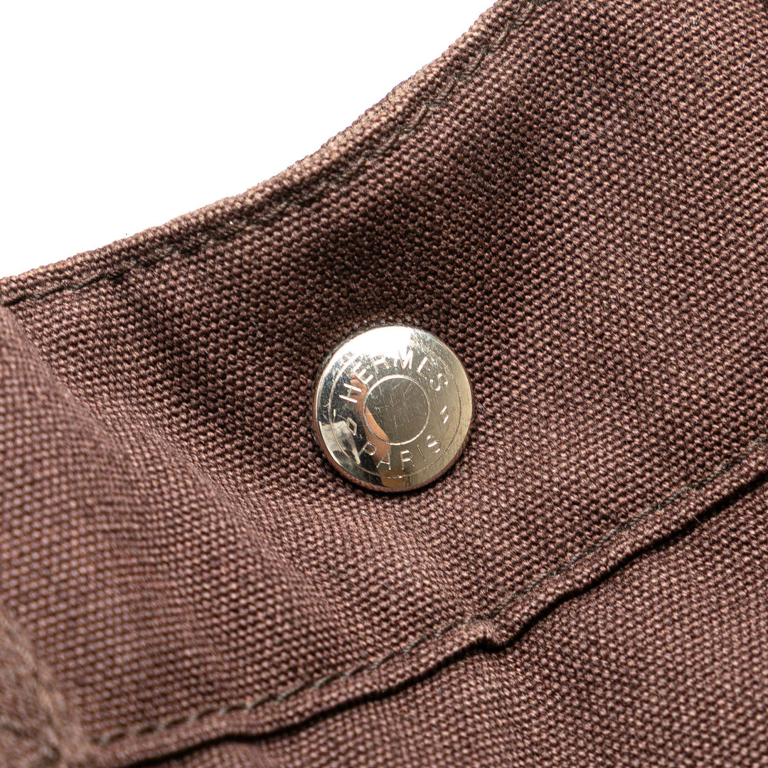 Hermès Toile and Cuir Fourre Tout MM Marron
