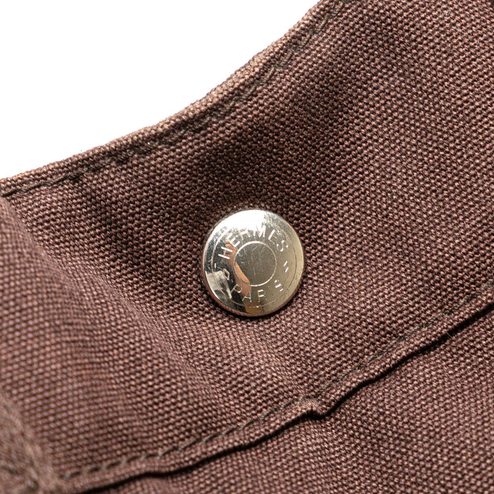 Hermès Toile and Cuir Fourre Tout MM Marron