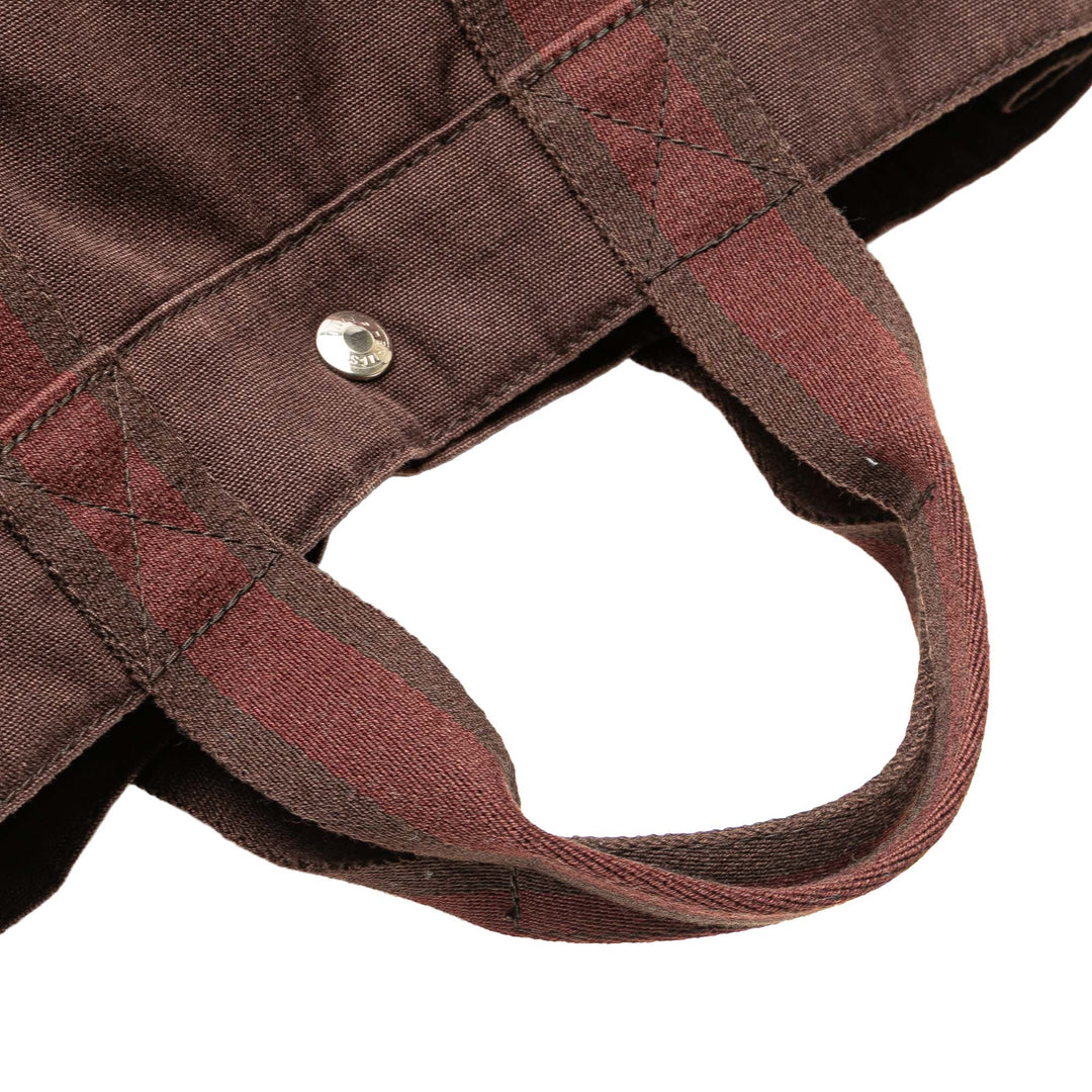 Hermès Toile and Cuir Fourre Tout MM Marron
