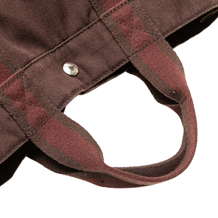 Hermès Toile and Cuir Fourre Tout MM Marron
