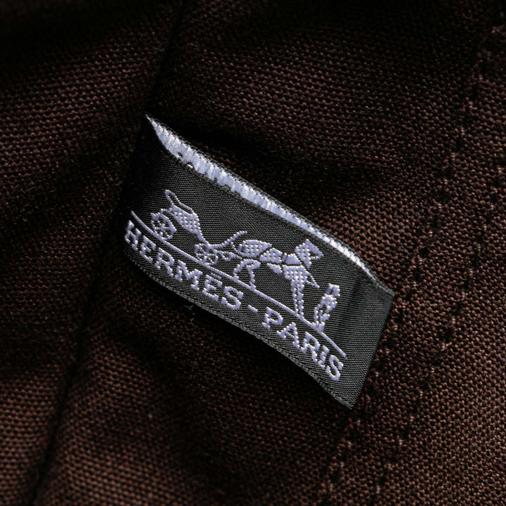 Hermès Toile and Cuir Fourre Tout MM Marron