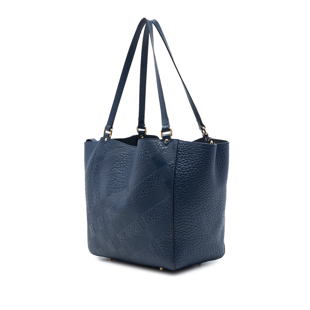 Burberry Cabas Elephant embossé Check Canterbury Petit Cuir de veau Bleu – vue 2 – GABY PARIS