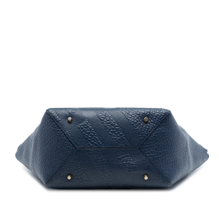 Burberry Cabas Elephant embossé Check Canterbury Petit Cuir de veau Bleu – vue 3 – GABY PARIS