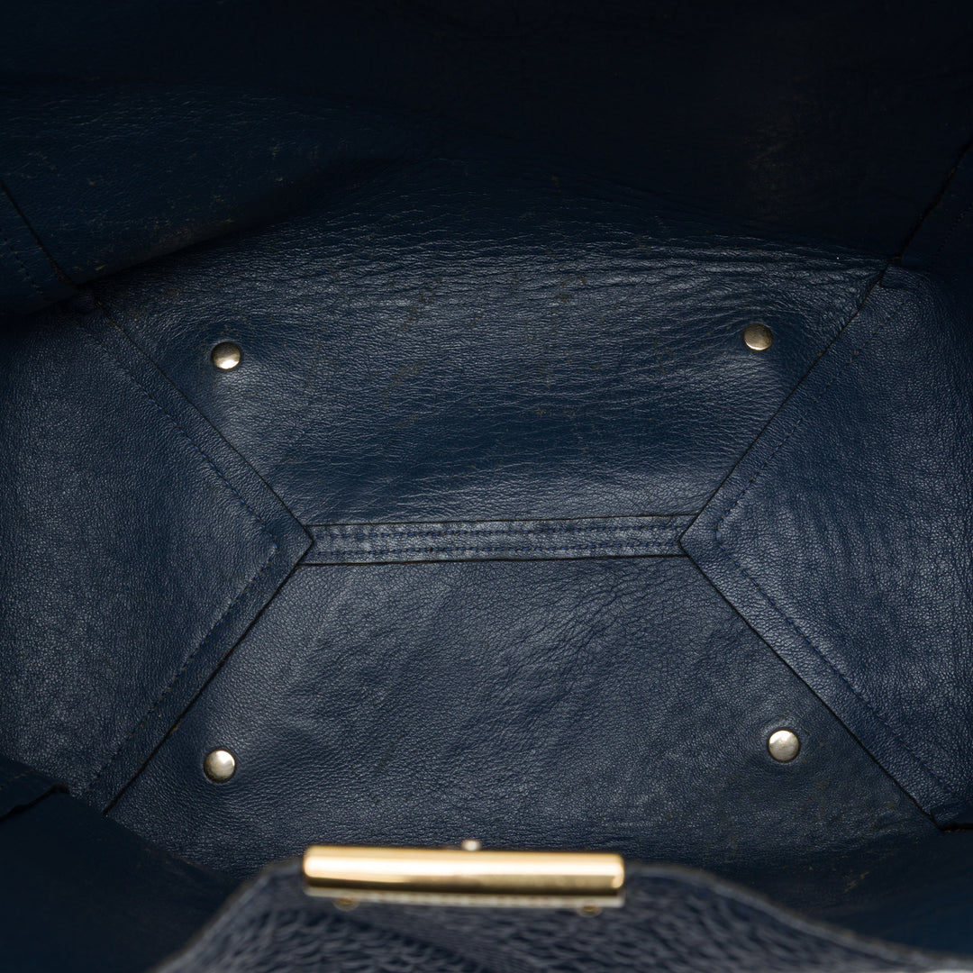 Burberry Cabas Elephant embossé Check Canterbury Petit Cuir de veau Bleu – vue 4 – GABY PARIS