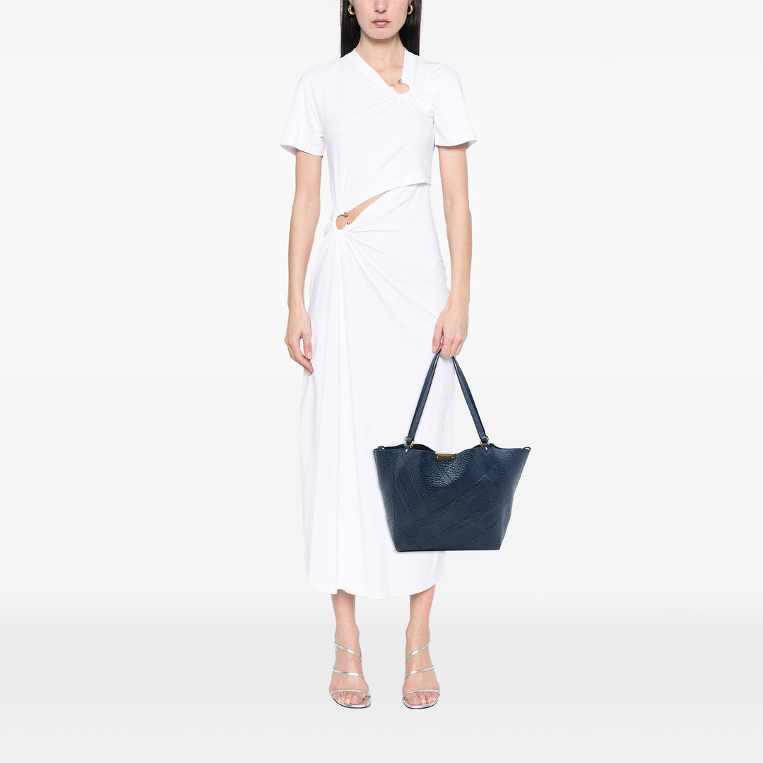 Burberry Cabas Elephant embossé Check Canterbury Petit Cuir de veau Bleu – vue 6 – GABY PARIS