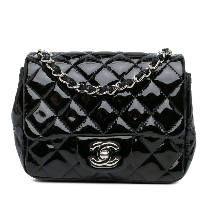 Chanel Mini Square Classic Cuir verni Simple rabat