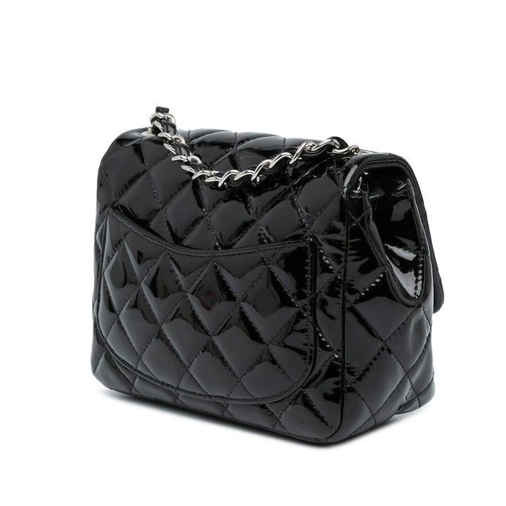 Chanel Mini Square Classic Cuir verni Simple rabat