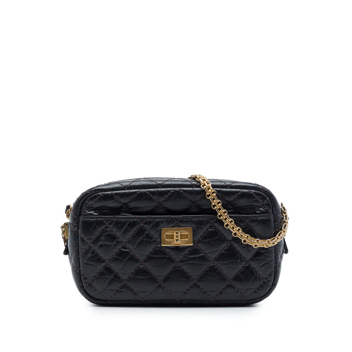 Matelassé vieilli Reissue Sac caméra Mini Cuir de veau Noir