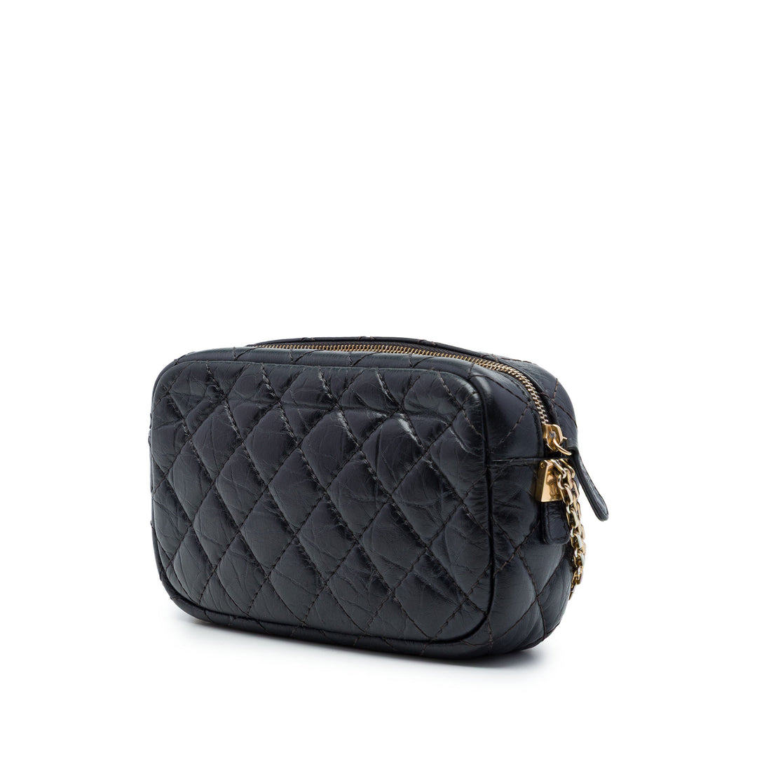 Matelassé vieilli Reissue Sac caméra Mini Cuir de veau Noir