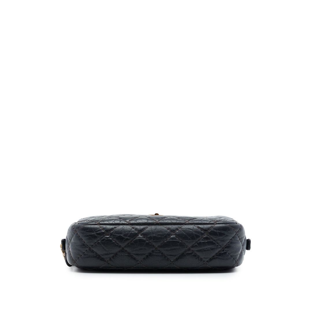 Matelassé vieilli Reissue Sac caméra Mini Cuir de veau Noir