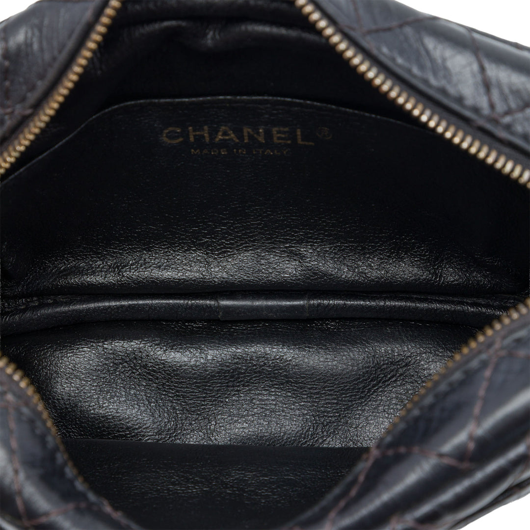 Matelassé vieilli Reissue Sac caméra Mini Cuir de veau Noir
