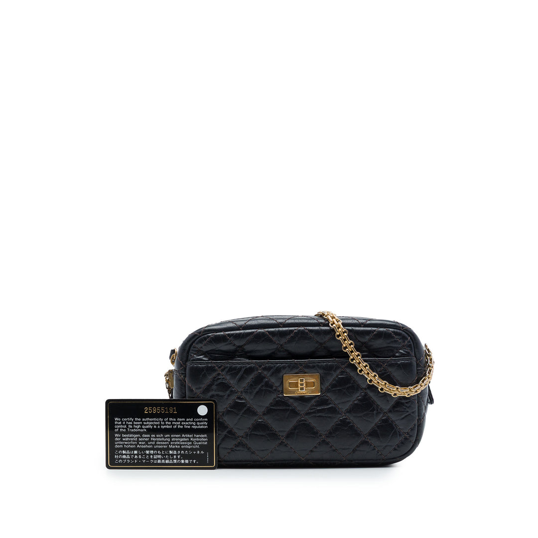 Matelassé vieilli Reissue Sac caméra Mini Cuir de veau Noir